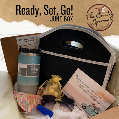 June 2023 Ready Set Go monthly subscription box by the country sparrow