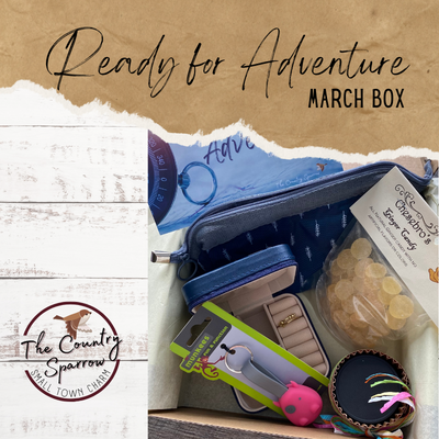 march 2023 monthly subscription box by the country sparrow