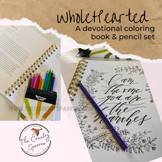 Devotional: Whole Hearted Coloring Book & Pencil set